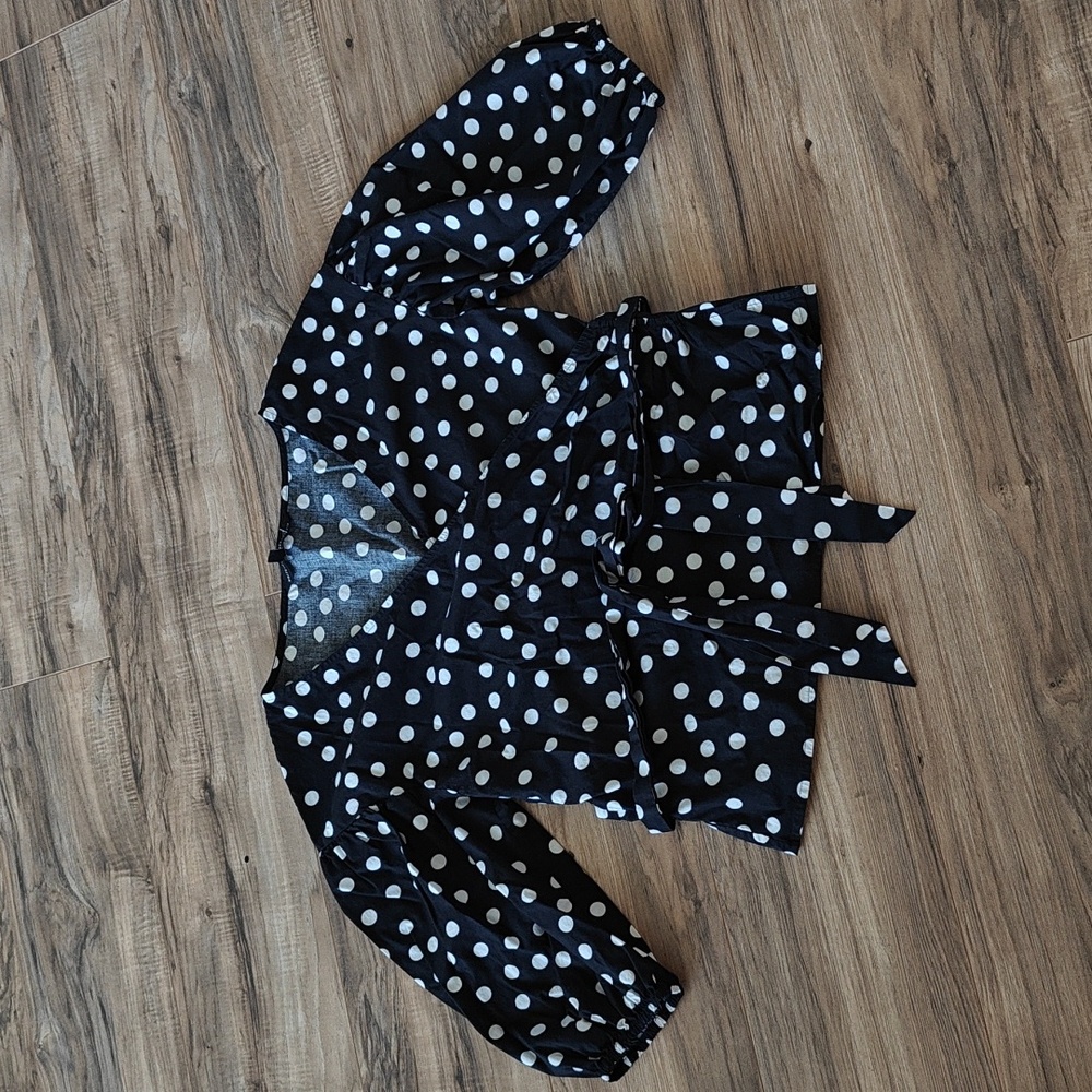EUC WHBM polka dot wrap blouse